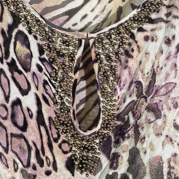 Chico’s Animal Print Silk Top Size 2 - Picture 7 of 14
